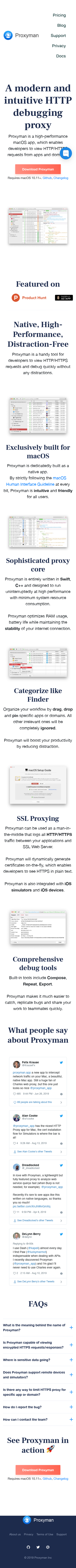 Example of Design for Computers & Electronics, Software, Internet Software, Mobile Landing Page by proxyman.io | Mobile Landing Page Design