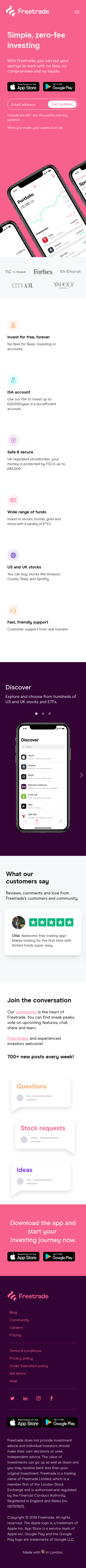 Example of Design for Finance, Investing, Mobile Landing Page by freetrade.io | Mobile Landing Page Design