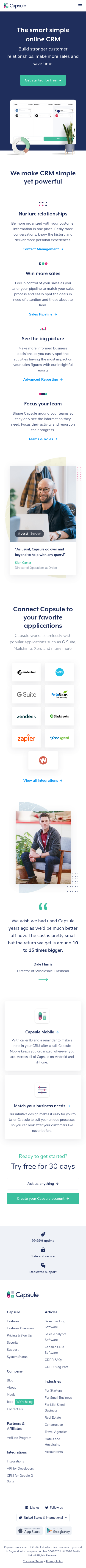 Example of Design for Business & Industrial, Mobile Landing Page by capsulecrm.com | Mobile Landing Page Design