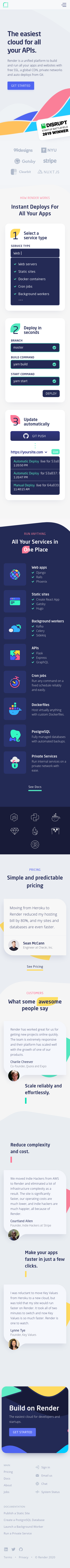 Example of Design for Computers & Electronics, Software, Mobile Landing Page by render.com-V3 | Mobile Landing Page Design
