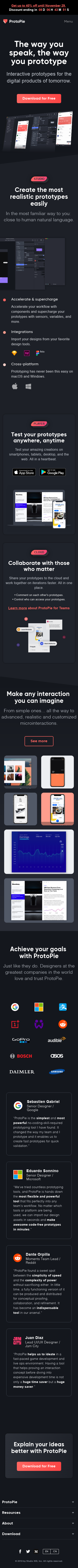 Example of Design for Computers & Electronics, Software, Mobile Landing Page by protopie.io | Mobile Landing Page Design