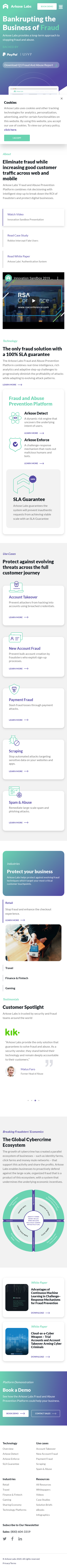 Example of Design for Computers & Electronics, Computer Security, Mobile Landing Page by arkoselabs.com | Mobile Landing Page Design