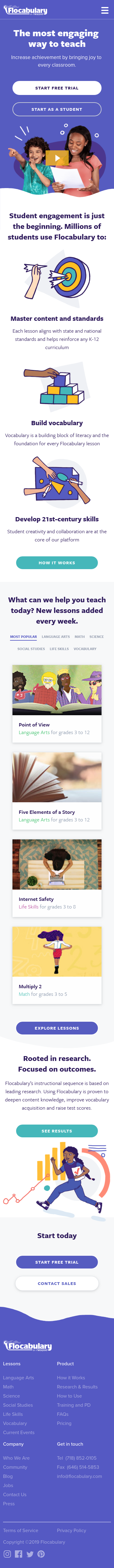 Example of Design for Jobs & Education, Education, Teaching & Classroom Resources, Mobile Landing Page by flocabulary.com | Mobile Landing Page Design