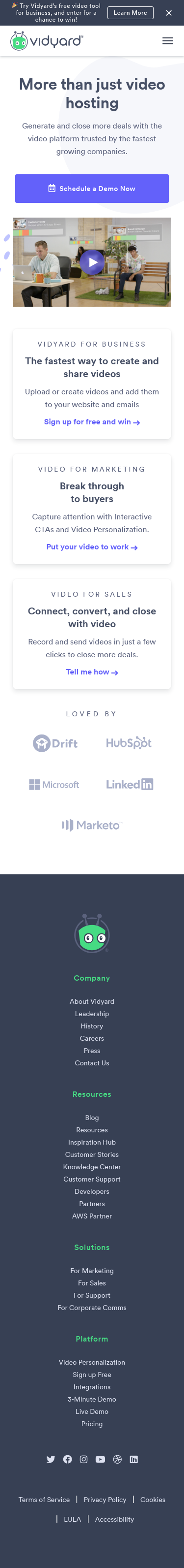 Example of Design for Computers & Electronics, Software, Mobile Landing Page by vidyard.com | Mobile Landing Page Design