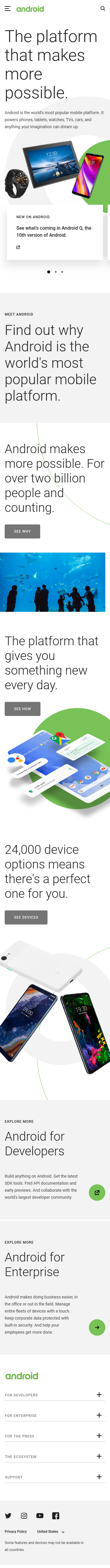 Example of Design for Internet & Telecom, Mobile & Wireless, Mobile Apps & Add-Ons, Mobile Landing Page by android.com | Mobile Landing Page Design