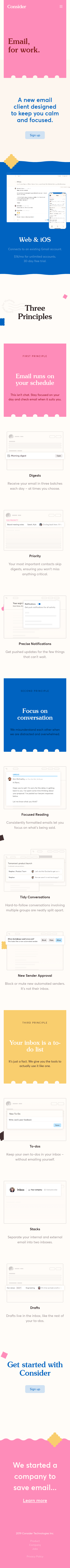 Example of Design for Internet & Telecom, Email & Messaging, Mobile Landing Page by consider.co | Mobile Landing Page Design