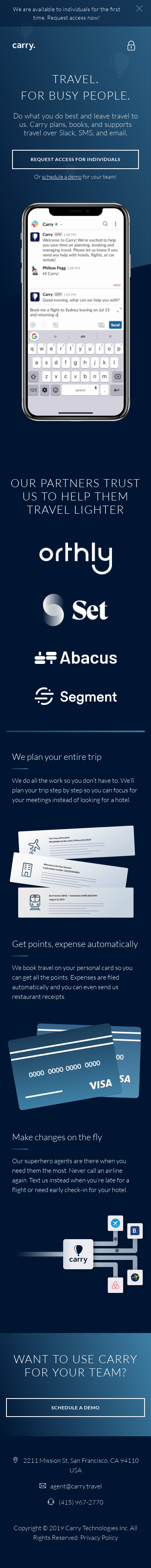 Example of Design for Travel, Mobile Landing Page by carry.travel | Mobile Landing Page Design