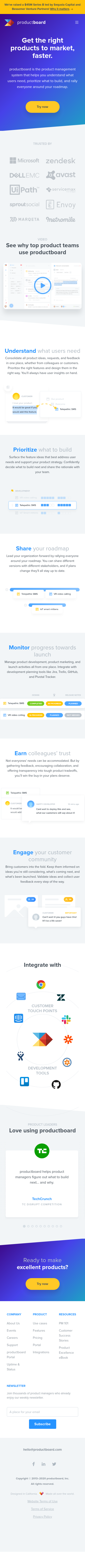 Example of Design for Computers & Electronics, Enterprise Technology, Mobile Landing Page by productboard.com | Mobile Landing Page Design