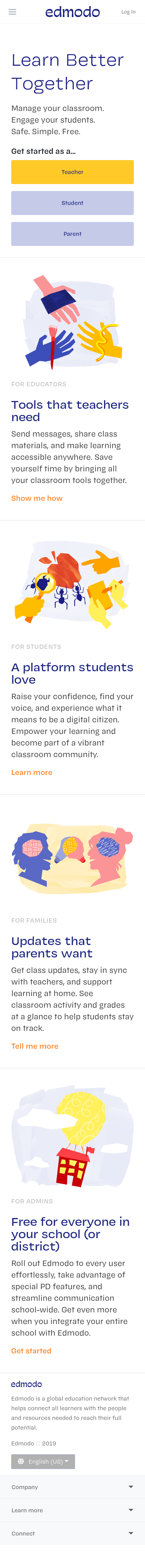 Example of Design for Jobs & Education, Education, Teaching & Classroom Resources, Mobile Landing Page by new.edmodo.com | Mobile Landing Page Design