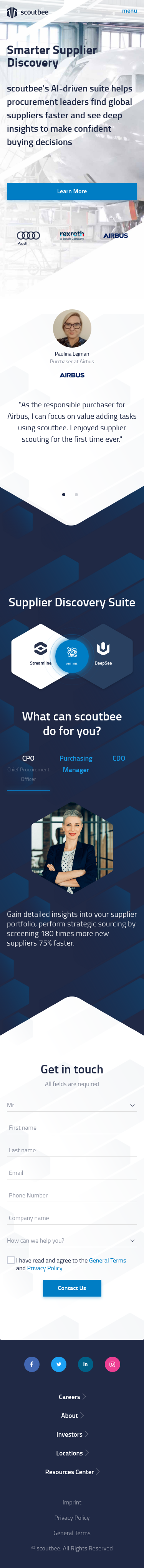 Example of Design for Business & Industrial, Manufacturing, Mobile Landing Page by scoutbee.com | Mobile Landing Page Design