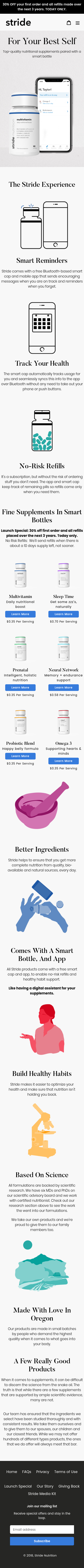 Example of Design for Health, Nutrition, Vitamins & Supplements, Mobile Landing Page by stridenutrition.com | Mobile Landing Page Design