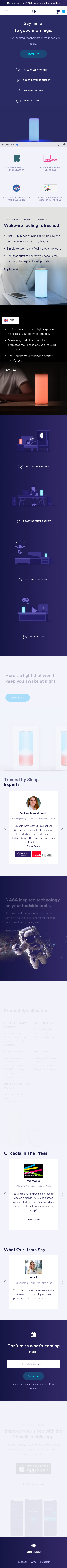 Example of Design for Health, Health Conditions, Sleep Disorders, Mobile Landing Page by circadia.health | Mobile Landing Page Design