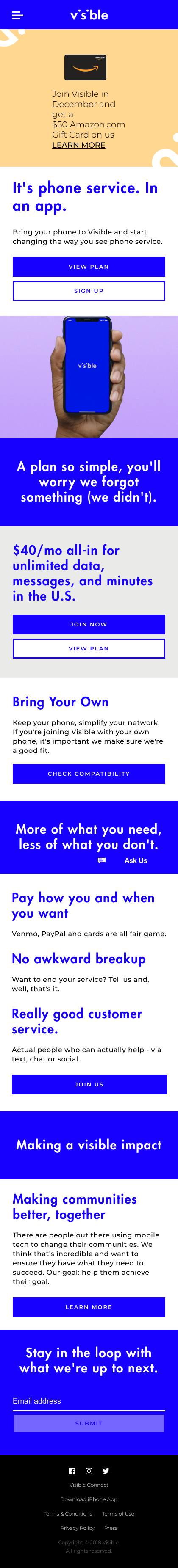 Example of Design for Internet & Telecom, Service Providers, Mobile Landing Page by visible.com | Mobile Landing Page Design
