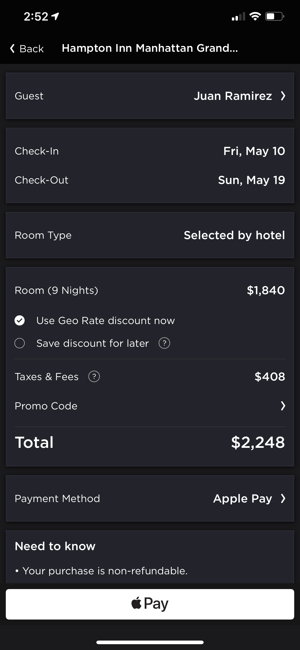 HotelTonight (iPhone X)