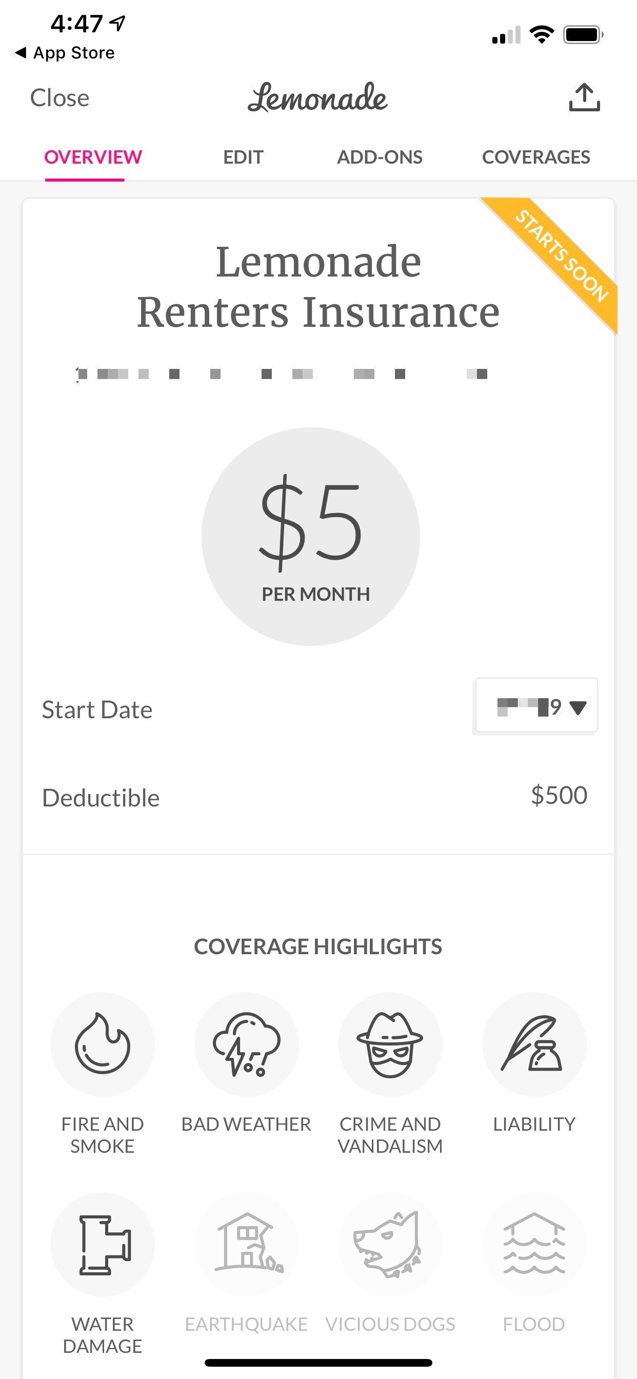Example of App Design for iOS with the following features: grid, detail, text button, segmented control, graphic decoration, card, icon button, dropdown. App by Lemonade (iPhone X)