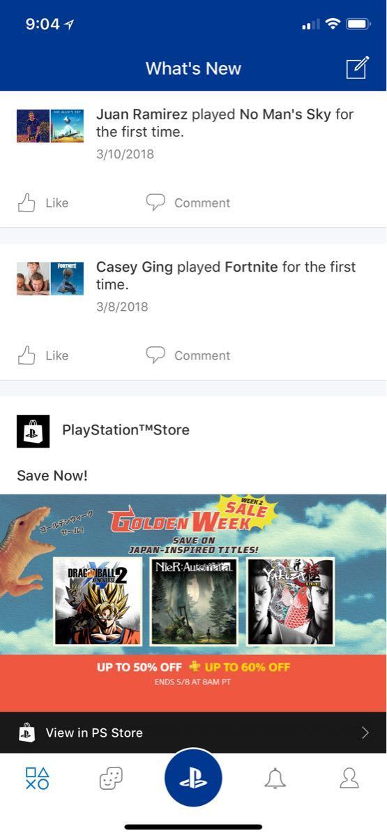 Example of App Design for iOS with the following features: list, navigation ~ menu, feed, home, tab bar, text button, banner, icon button. App by PS App (iPhone X)