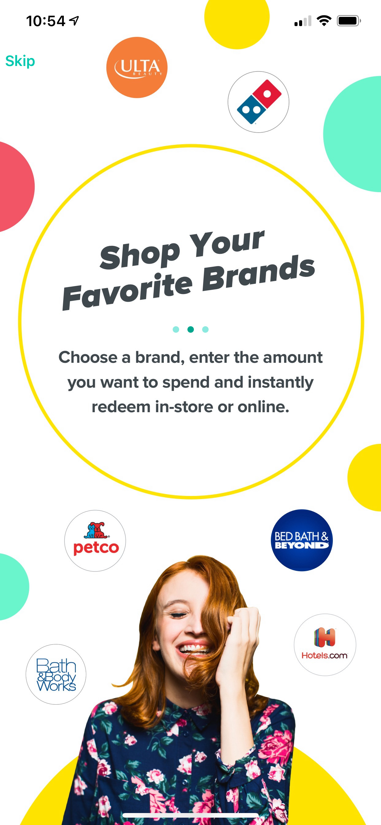Example of App Design for iOS with the following features: content (image dominant), onboarding, text button, paging, background image. App by Raise (iPhone X)