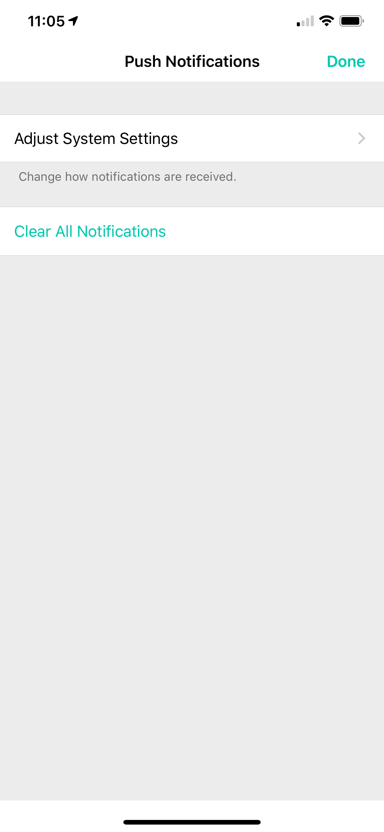 Example of App Design for iOS with the following features: notifications, text button, table, cell. App by Raise (iPhone X)