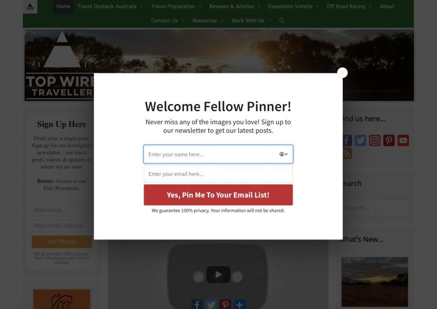 Pinterest Popup