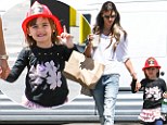 Alessandra Ambrosio steps out for lunch with her daughter, Anja in Santa Monica today