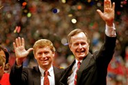 Dan Quayle and George H.W. Bush at the 1988 Republican National Convention.