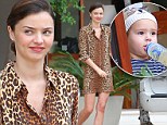 Even the sidewalk is her catwalk! Miranda Kerr looks stunning in leopard print shirt dress as she relaxes on Mexico vacation with baby boy Flynn 