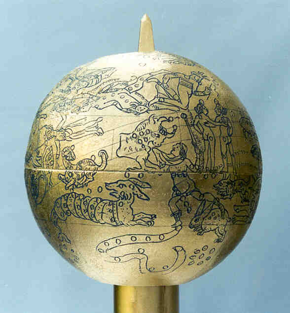 mainz globe: perseus, andromeda, aries, taurus, gemini, cetus, orion, lepus, eridanus