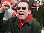 Mr Freeze returns! Arnold Schwarzenegger takes time out of film promotion tour to watch skiing in Austria