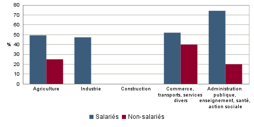 EMP G4 - Taux de f&eacute;minisation des emplois par statut et secteur d'activit&eacute; en 2009