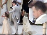 The bride and groom wore sandals... Matt Damon and wife Luciana renew their vows in intimate beachfront ceremony