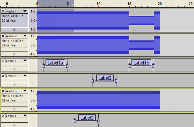 Two track groups before a deletion edit