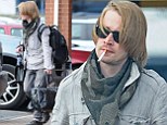 Macaulay Culkin leaving Holiday Inn Express Salford Quays where he had been staying overnight 