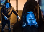 Electro-fying! Jamie Foxx is pictured as the Amazing Spider-Man villain for the first time... complete with creepy make up 