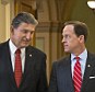 Deal: Senators Joe Manchin (left) and Pat Toomey (right) have reached a deal on background checks for firearm purchases