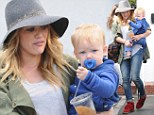 Right back to mommy duties! Hilary Duff is reunited with her baby boy Luca after spending weekend at Coachella festival 