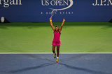 Victoria Duval celebrates her upset of Sam Stosur at the US Open