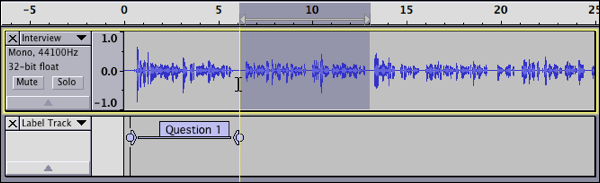 Selecting the audio for the second labeled region.