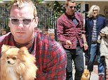 Happy dog! Chic couple Gwen Stefani and husband Gavin Rossdale take their Pomeranian Chewy on a sunny stroll