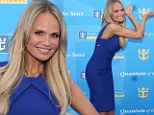 Royal blue babe: Kristin Chenowith looked dazzling in a little blue dress during the groundbreaking of a new mega-cruise ship in New York City