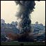 Smoke billows from a targeted location in the northern Gaza Strip