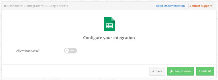 Google Sheets creation