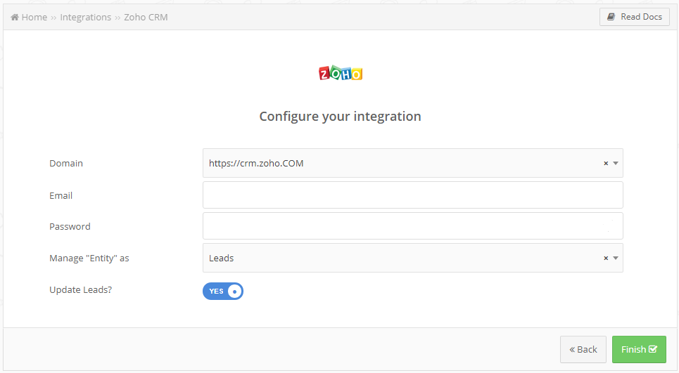 Zoho CRM creation