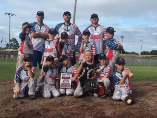 Players wearing Wooter Custom 2-Button Baseball Jersey in blue, red and white color.
