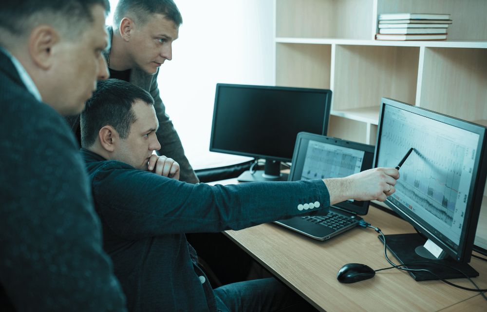 Equipo en sesión de capacitación usando un ERP modular