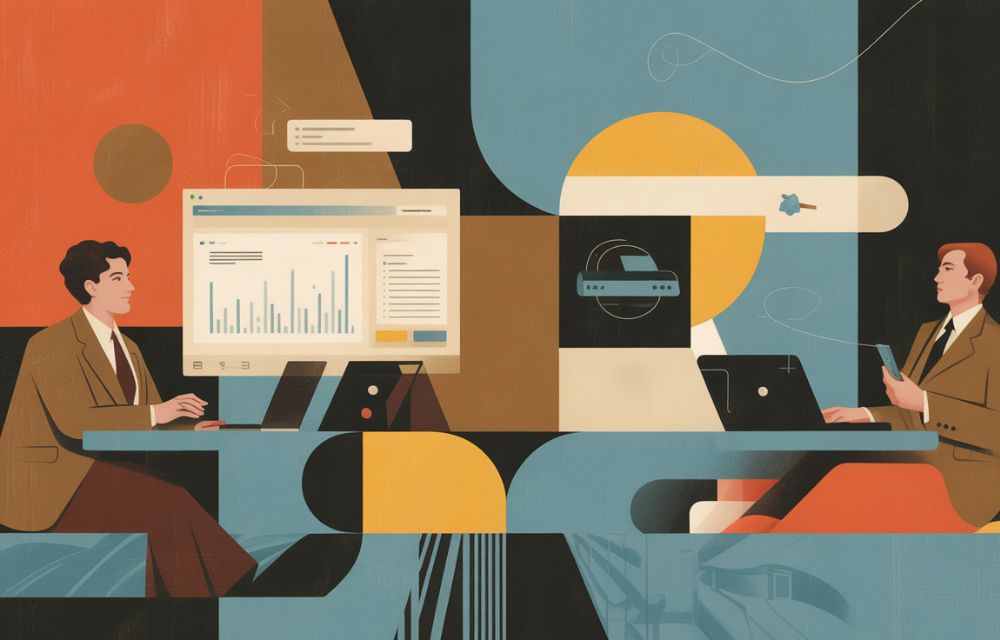 Equipo de oficina usando ERP inteligente para automatizar tareas y mejorar eficiencia