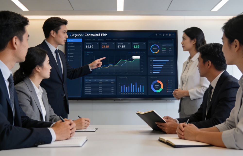 equipo empresarial analizando dashboard centralizado para mejorar control y escalabilidad