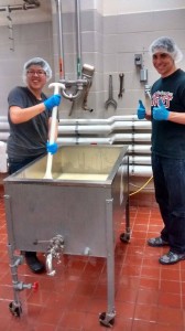 Students making cheese
