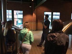 students listen to tour