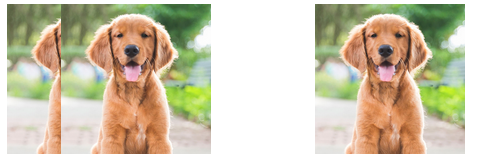 three dogs, left image offset