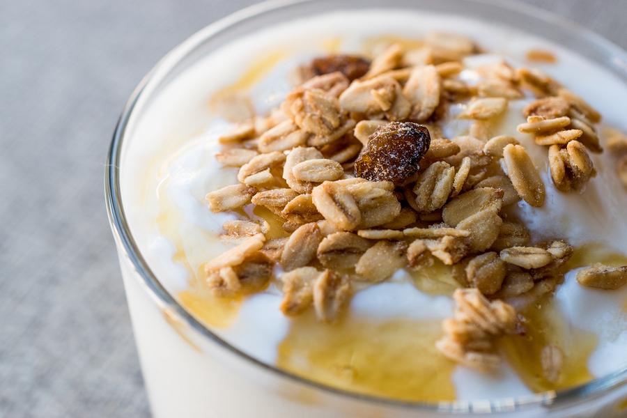 Greek yogurt with honey and granola